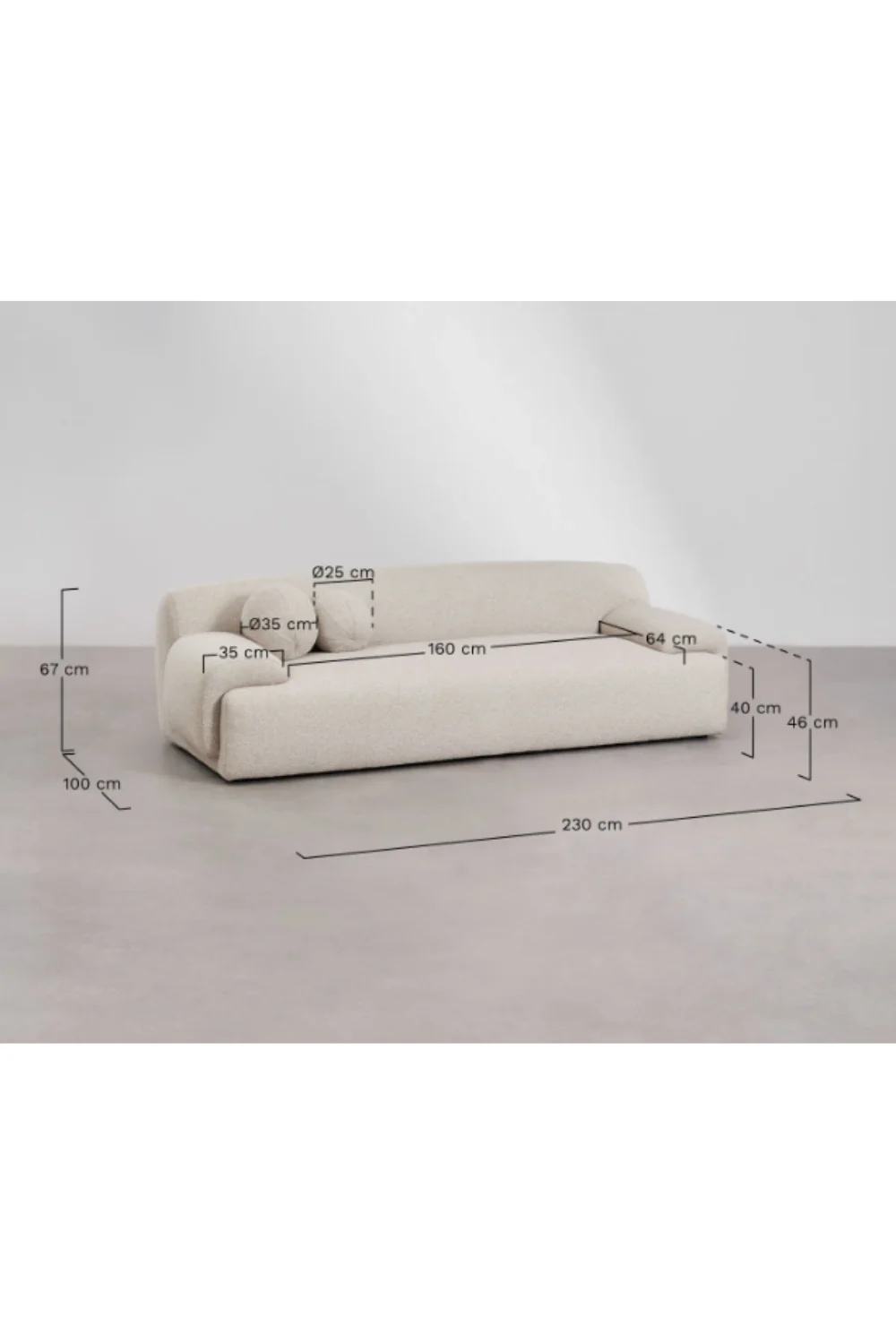 Copenhagen 3-sits soffa Beige Bouclé - Image 8