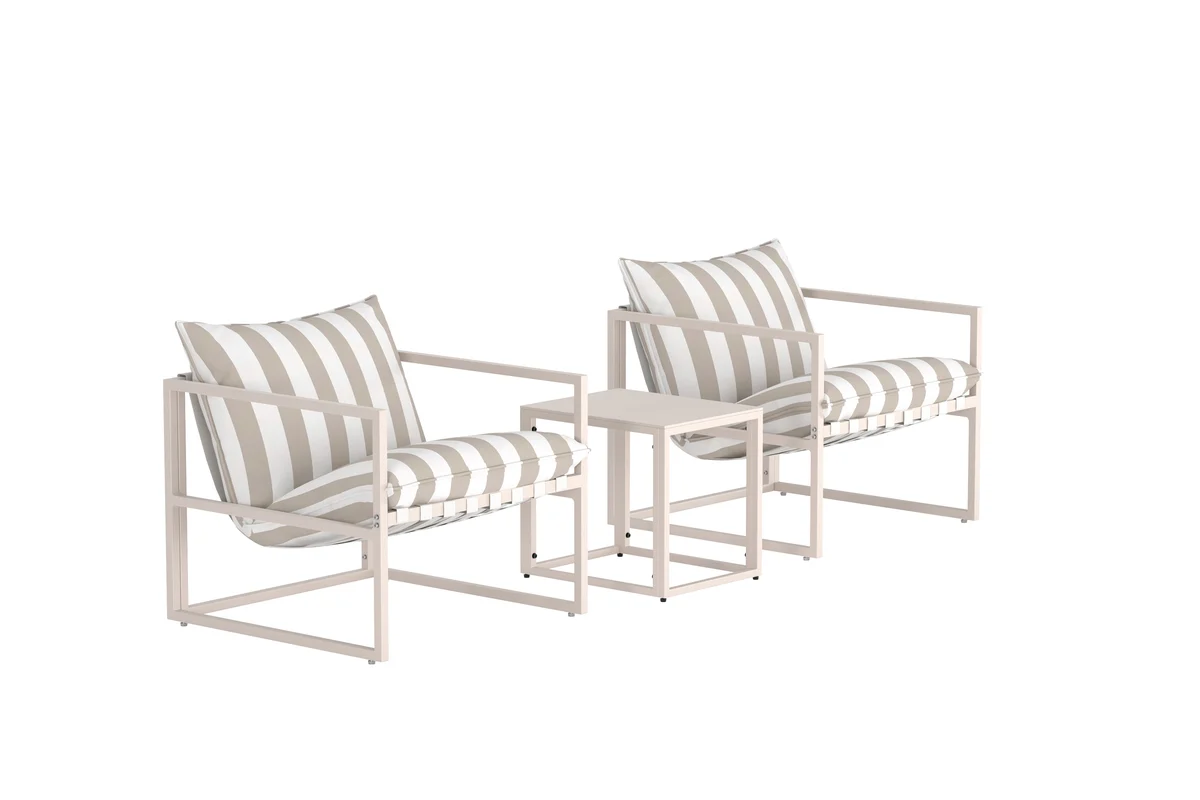 Messina Lounge Set Beige / Vit–beige randig - Image 5